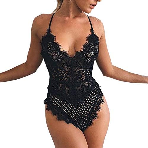 Viewk Fashion Women Sexy Lace Lingerie Backless Bodysuit Underwear