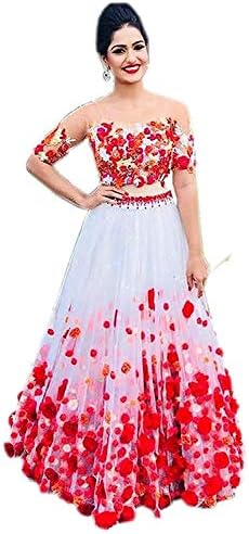 Mashur Fab Women's Silk Gown/Lehenga Choli (Pink, Free Size)