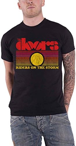 The Doors T Shirt Riders On The Storm Sunset Band Logo Official Mens Black