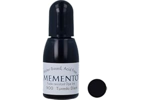 Tsukineko 1/2 Fluid Ounce Memento Fade-Resistant Water-Based Dye Inker, Tuxedo Black