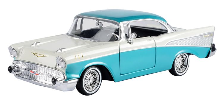 OPO 10 - Miniature car reproduced at 1/24 scale compatible for Chevy Bel Air 1957 two-tone - Motormax 79029