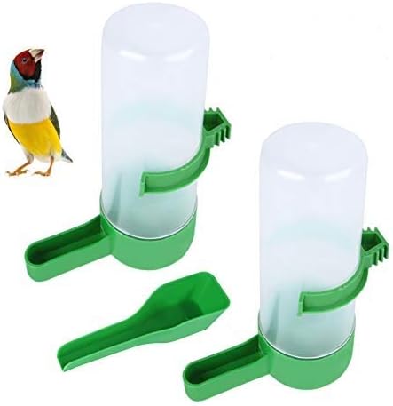 QX-Pet Supplies 2Pcs Automatic Bird Feeder Bird Waterer & Feeder Parakeet Hanging Food Dispenser Bird Cage Accessories for Parrots Budgie Cockatiel