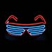 PINFOX Glow Shutter Neon Rave Glasses El Wire Flashing LED Sunglasses Light Up DJ Costumes For Party, 80s, EDM RB03 (Red - Blue)