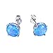 JunXin® Three Color 925 Sterling Silver Round Cut Opal Stud Earring 7.5MM (Blue)