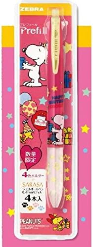 Zebra"Prefill four-color holder" &"0.4mm SARASA Ink Refill 4colors" Snoopy Gift Set Happy birthday Pirty magenta SE-S4A11-SN-Q54