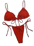 Lilosy Sexy Ribbed Ruffle G String Tie Triangle