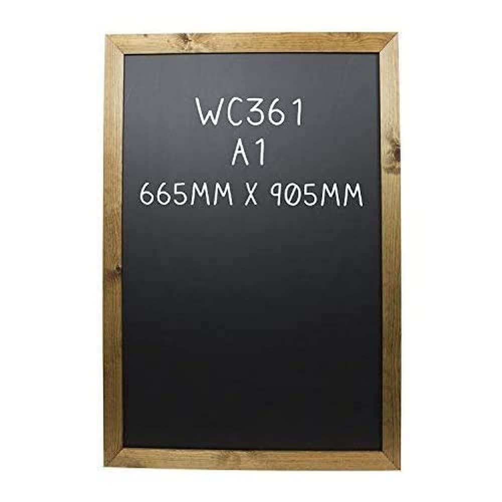 Chalkboards UK WC361 Standard A1 Framed Blackboard, Wood, Black, 90 x 65 x 1.5 cm