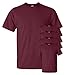 Gildan Men's Seamless Double Needle T-Shirt, Maroon, L (Pack of 5)