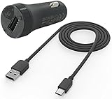 Rapid HTC 10 Car Charger + USB to Type-C Charging Data Cable. (Black / 4Ft)