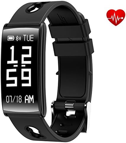 Fitness Tracker, Sports IP68 Waterproof Smart Bracelet with Heart Rate & Blood Pressure Monitor, Step Tracker Sleep Monitor Calorie Counter Pedometer Watch Smart Wristband for Android and iOS (Black)