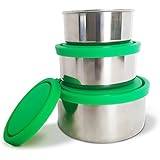 Stainless Steel Lunch Box Bowls Set of 3 Metal Containers with Snap On Lids