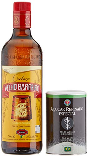 Velho Barreiro Caipi-Set II-Caiprinha Bundel, Cachaca, Rohrzucker, Stampfer, Glas in Geschenkverpackung (1 x 0.7 l) – Bild 2
