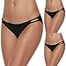 Ekouaer Women's Sleek String Bikini Panty Seamfree Low Rise Tanga 3 Pack Black, Small