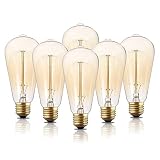 Edison Light Bulbs, 6-Pack 40w Vintage Edison Bulb, Squirrel Cage Filament Edison Bulbs, E26 Base - Amber Tinted - 110V - Dimmable - ST64 Decorative Lightbulbs