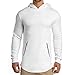 EVERWORTH Men's Gym Workout Long Sleeve Hoodies Training Pullover Casual Hooded Sweatshirt White