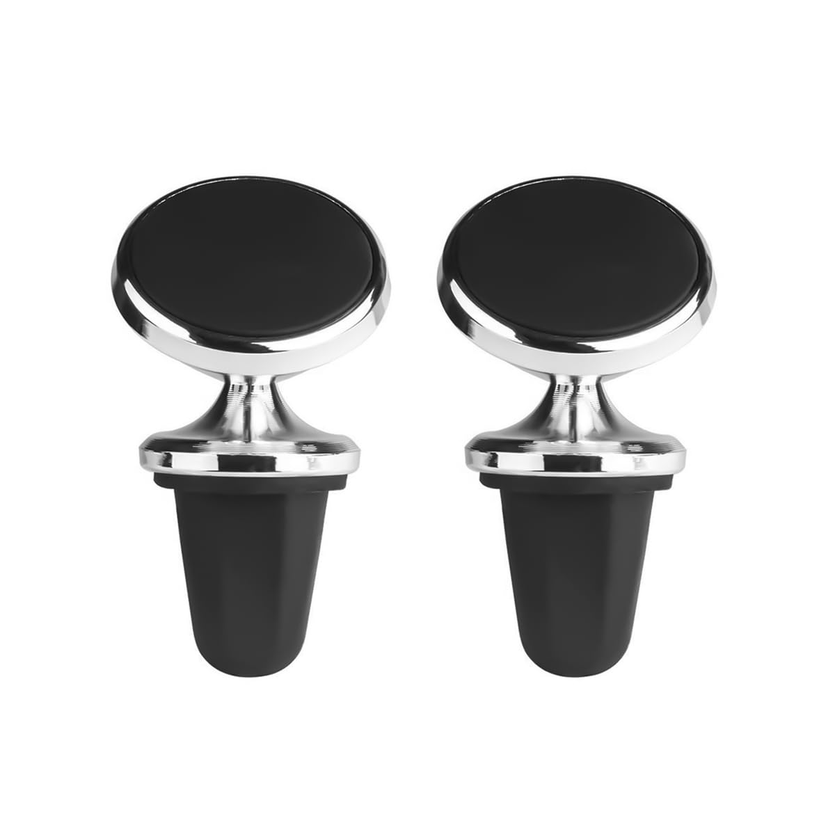 JNNJ 2 Pieces Magnetic Phone Holder for Car, Portable Adsorbability Air Outlet Mobile Phone Bracket, Magnet 360° Rotation Aluminum Alloy Car Mount Holder Fits Dashboard Screens All Phones(Silver)