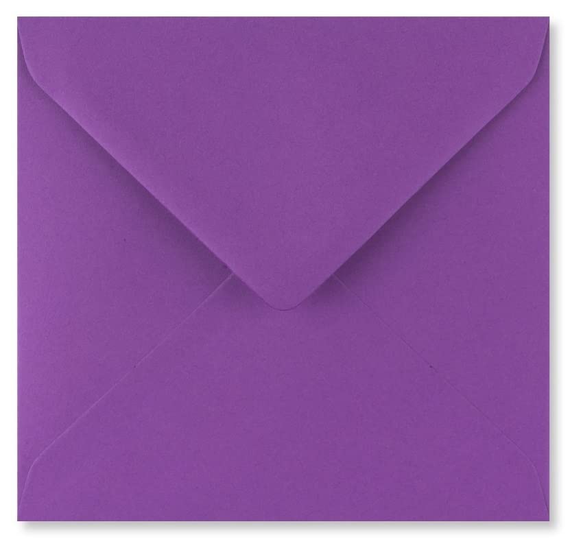 155mm x 155mm Square envelopes for Greeting Cards Wedding Invitation Crafts Coloured Envelopes - Pack of 12 Envelopes (Bright Purple)