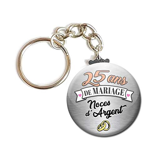 Porte Cles Chainette 3 8 Centimetres 25 Ans De Mariage Noces D Argent Idee Cadeau Accessoire Accessoire Anniversaire Mariage Couple Valises Et Bagages Produits Handmade Estiloss Com