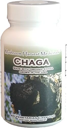 Chaga Capsules (60ct) by Mushroom Harvest | Made with Organic Chaga Grown in The USA!