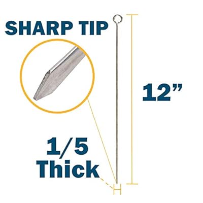 Blue Donuts Kabob Skewers for Grilling 12 Inch - BBQ Grill Grilling Accessories, Stainless Steel, Pack of 24