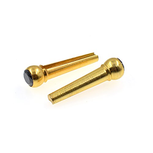 CLOUDMUSIC Guitar Bridge Pins Round Head 6pcs Brass Copper for Guitar With Guitar Bridge Pin Puller (Crystal Black)