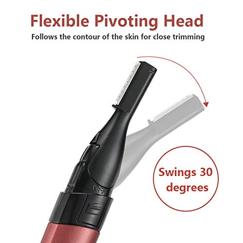 Women Eyebrow Precision Trimmer - Liberex Lady Facial Peach Fuzz Shaver Electric Razor Remover Kit for Brows Face Body, Painless Instant Hair Removal, Battery Operated