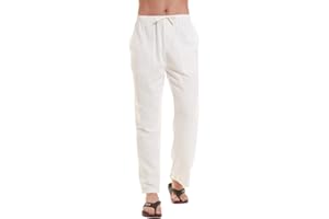 YuKaiChen Men's Linen Cotton Yoga Pants Casual Loose Sweatpants Beach Trousers Lounge Pants