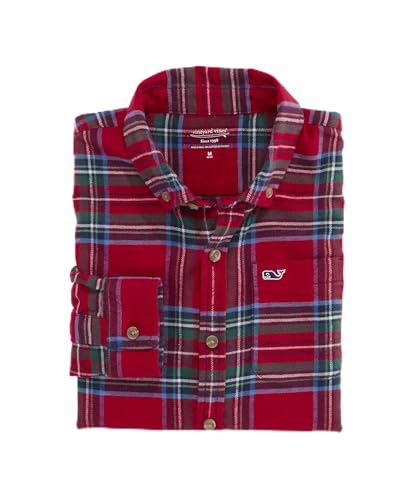 vineyard vines Boys' Winterberry Plaid Vineyard Flannel Shirt, Red Velvet, 4T