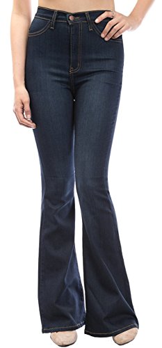 URBAN K Women's Classic High Waist Flare & Skinny Denim Jeans Bell Bottoms - Thumbnail 5