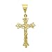 14k Gold Plated 32.5mm x 46mm Fleur-De-Lis Trefoil Crucifix Pendant