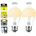 HEKEE Motion Sensor LED Light Bulb 9W A19 PIR Built-in IR 60W Equivalent Bright 900 Lumens E26 Base Warm White Bulbs (2 Packs)
