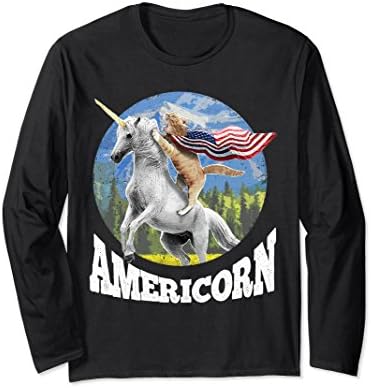 Unisex Funny Americorn Unicorn Cat 4th of July American Flag Shirt Small Black