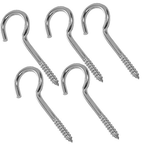 5 Stück Schraubhaken gebogen 50 mm A4 Edelstahl massive Deckenhaken