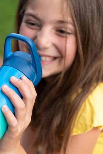 Picnik Concept Kids - Gourde Enfant avec Système de Pipette - Étanche - Ouverture Automatique avec Bouton - Nettoyage Facile - Corps en Acier - 430 ml Inoxydable - Bleu - 430 ml 871203