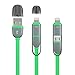 USB Cable, Retractable 2 in 1 Universal USB Cable Sync Data Charging Cable 3ft(1M) with 8 Pin Lighting / Micro USB Ports for iPhone, iPad, Samsung Galaxy and most Android phones, Tablet (Green)