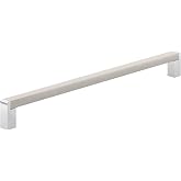 Richelieu | Laconia 12 5/8-in Brushed Nickel and Chrome Cabinet Pull Handle | Modern Style Cabinet Pull and Drawer Handle, For Kitchens, Bathrooms, Bedrooms, and Furniture, Screws Included