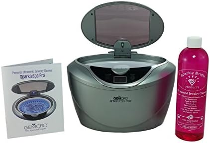 Sparkle Bright Products | GemOro 1791 Sparkle Spa Pro Ultrasonic Cleaner Kit, Slate Gray | Includes: Sparkle Bright Jewelry Cleaning Solution, 12oz.
