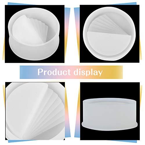 HOMEIDOL Silicone Resin Mold, Round Stair Mold with Stir Sticks, Stirring Spoon, Silicone Mat and 12 Color Powder, DIY Planter Pot Mold, Pen Holder Mold for Succulent Plants, Flowers Craft Art