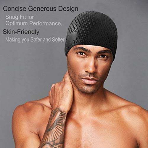 image for Tripsky Silicone Swim Cap with Earplugs Nose Clips,Comfortable Bathing