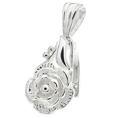 1 pc .925 Sterling Silver Rose Bail Pendant Clasp Connector Slide/Findings/Bright