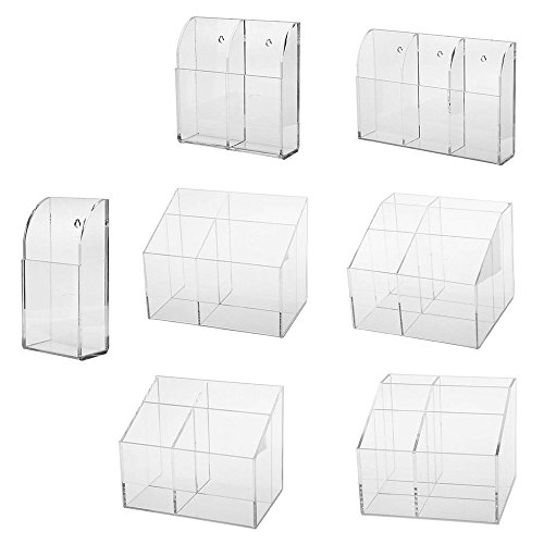 Sky Fish Acrylic Holder Remote Storage Remote Control Holder Media Storage Box Clear Remote Storage Suitable for TV and refrigerator remote control and so on 3 lattice