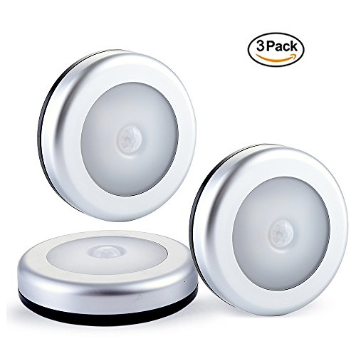 Stick-anywhere Closet Lights with Motion Sensor Cordless Battery-Powered LED Night Light Safe Lights for Stair Hallway Bathroom Dark Places (White - Pack of 3)