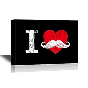 Beard Art Canvas Wall Art - I Heart (Love) Beard - Gallery Wrap Modern Home Art | Ready to Hang - 12x18 inches