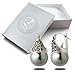 YuanKanJu Linda Schnoll Hematite and Ball Hinged Pierced Earrings - Tahitian Grey Faux Pearl