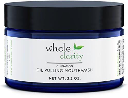 Oil Pulling Teeth Whitening Mouthwash with Coconut Oil - Helps Bad Breath and Prevents Tooth Decay by Whole Clarity Organic &amp; Vegan [Cinnamon]