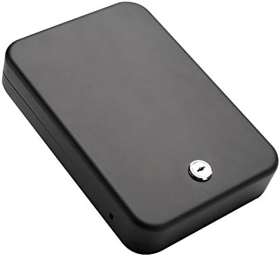 RPNB Steel Keyed Lock Box, Portable Gun Safe, Portable Metal Handgun Safe &amp; Case with Key Lock Black, Measures 10” x 7” x 2”, 1 Year Warranty