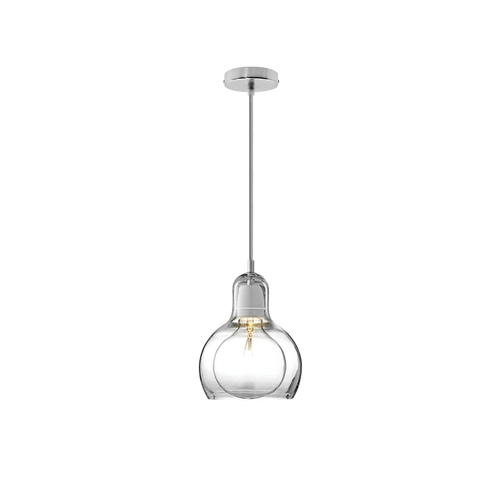 LFsem Mini Glass Globe Pendant Lighting Fixtures Vintage Clear Glass Pendant Hanging Lamp (Clear,11cm)