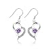 Sealike Heart-shaped Rhinestone Crystal Earrings 925 Sterling Silver Plated Stud Eardrop Hoop with Stylus (Purple) primary