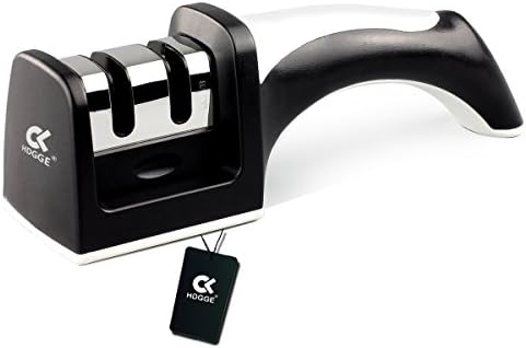 Knife Sharpener, Knife Sharpening System for Chef, Kitchen 2 Stage Coarse &amp; Extra-Fine Sharpening System, Best - Save Time, Slice, Cut and Chop Faster and Safer ( HDGGE Black )