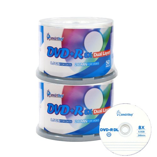 Smart Buy Logo 100 Pack DVD Plus R DVD+r Dl 8.5gb 8X Double Layer Blank Data Record 100 Discs Spindle - Thumbnail 3